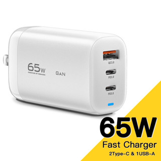 Essager GaN อุปกรณ์ชาร์จเร็ว 65W US  QC 3.0 PD3.0 Type C สําหรับ Samsung Huawei แล็ปท็อป ส่งด่วน1-2ถึง