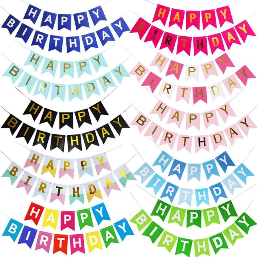 ธงราววันเกิด Happy Birthday สำหรับตกแต่งงานวันเกิด ฺBannerแบนเนอร์ตัวอักษรวันเกิด