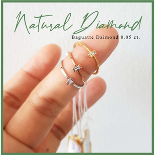 🌿 แหวน Minimal เพชรแท้   Baguatte Diamond 0.05 ct. _ThankyouJewelry