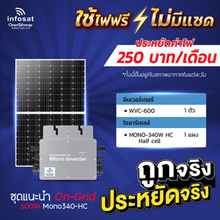 Infosat ชุดOn-Grid Micro Inverter WVC-600W พร้อมแผงโซลาร์เซลล์ Mono340-HC