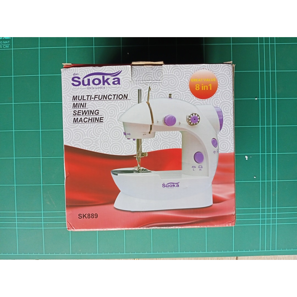 จักรเย็บผ้า ไฟฟ้า มินิ ขนาดพกพา Mini Sewing Machine จักรเย็บผ้าขนาดเล็ก พกพาสะดวก SUOKA SK889 [มือ2]