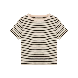 NINGFASHION เสื้อยืดเเขนสั้นผู้หญิงลายริ้ว รุ่น W9937