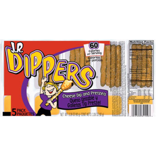 นำเข้าจากอเมริกา🇺🇸JR.dippers cheese dip&amp;pretzel เพรซเซลและชีสดิป 5ชุด ขนมนำเข้า ขนาด92กรัม