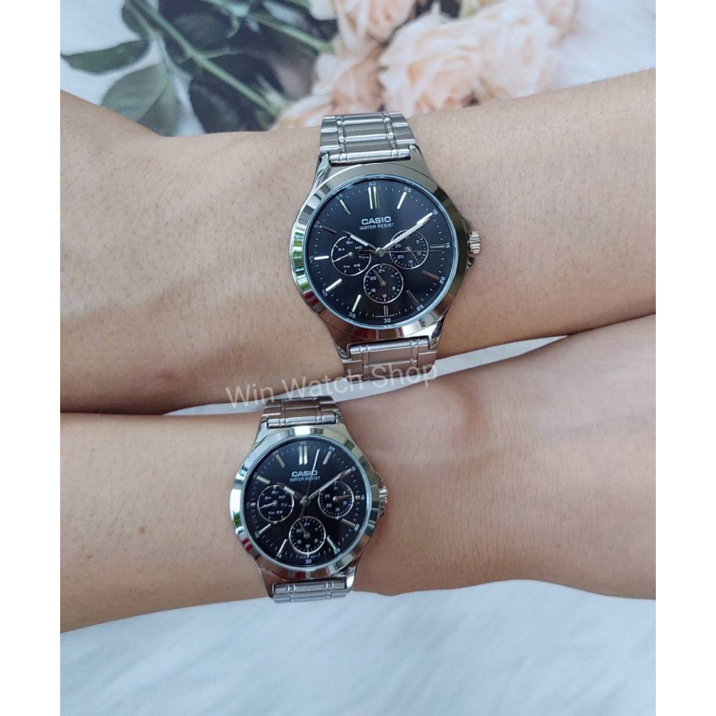นาฬิกาคู่รัก Casio รุ่น MTP-V300D และ LTP-V300D นาฬิกาสายแสตนเลส - ของแท้ 100% รับประกันศูนย์ CMG 1ปี