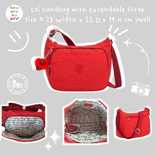 (อะไหล่หมอง) กระเป๋า Kipling Cai handbag with Extendable Strap #activered