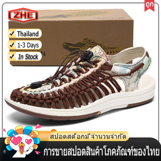 ZHE【จัดส่งในไทย 1-2 วันได้รับ】รองเท้าทอมือคู่รักฤดูร้อนใหม่นุ่มแต่เพียงผู้เดียวชายหาดรองเท้าลำลองบวกขนาดรองเท้าแตะ