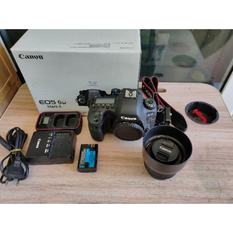 มือสอง ชุดพร้อมถ่าย Canon EOS 6D Mark ii + Lens Canon Fix 50 mm.f1.8 (ประกันศูนย์)