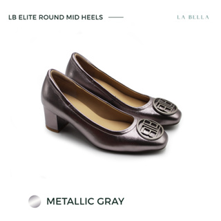 LA BELLA รุ่น LB ELITE ROUND MID HEELS - METALLIC GRAY