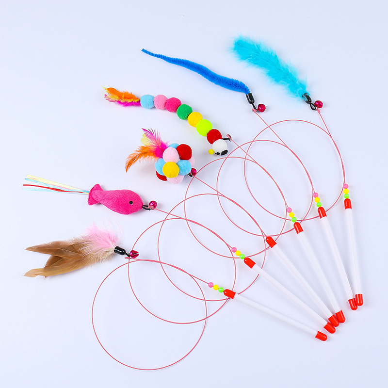 PEKO PET&CAT **อ่านรายละเอียดก่อนสั่งซื้อ** ไม้ล่อแมว ยาวสุด90cm. สุ่มสีทุกแบบ ไม้ตกแมว ของเล่นแมว