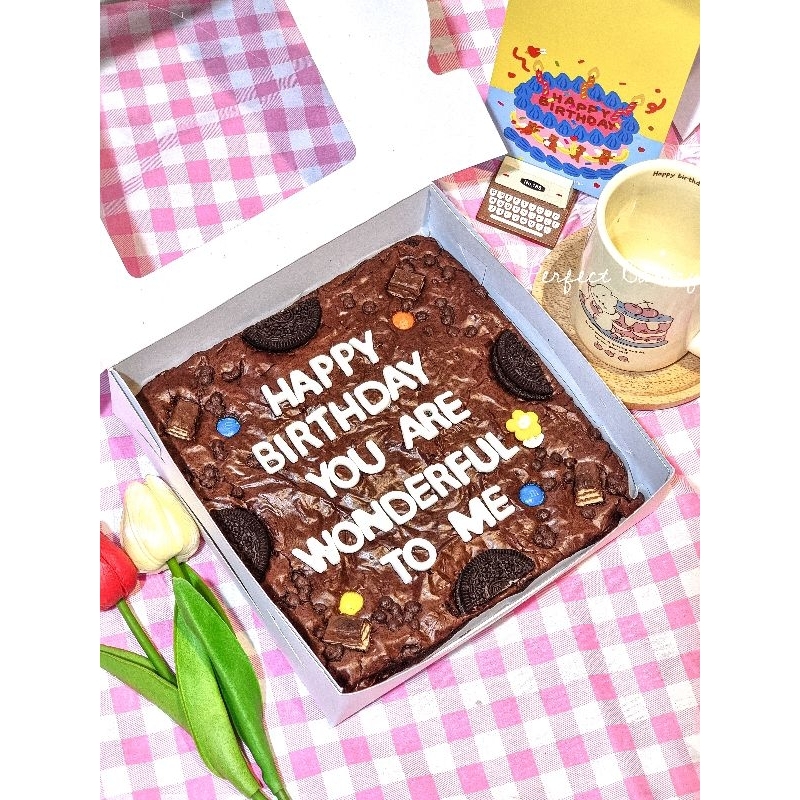 🍫บราวนี่ใส่ข้อความแบบสี่เหลี่ยม‼️ค่าส่งถูก‼️เนื้อชิววี่หนึบหนับ ช็อคเข้มข้น🌟ไม่ต้องรอพรีสอบถามคิวได้เลย