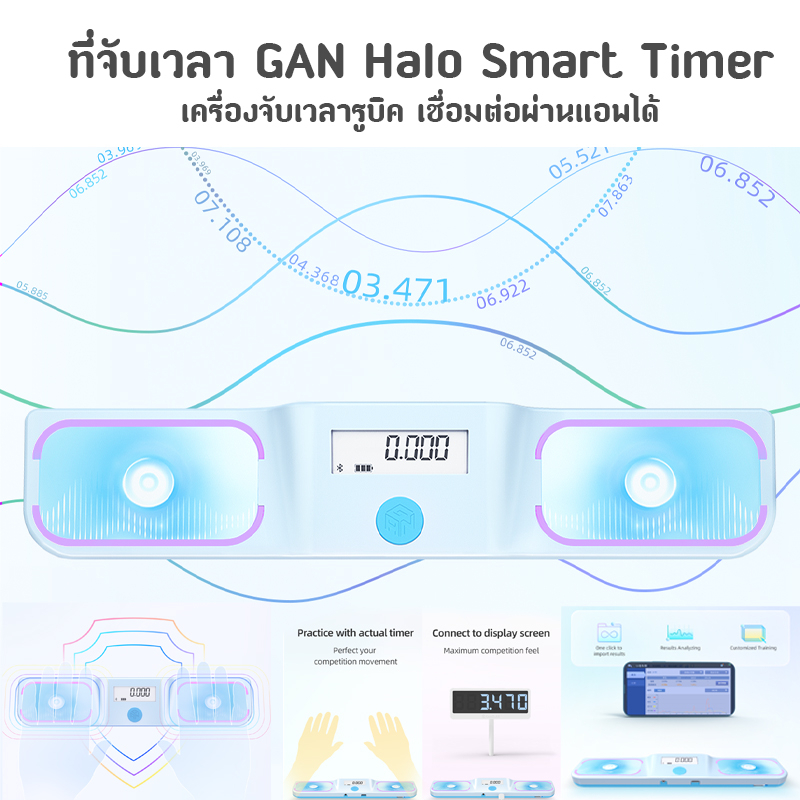 Gan Halo Timer 2023 GAN นาฬิกาจับเวลาอัจฉริยะ เชื่อมต่อผ่านแอพ ควบคุมด้วยการสัมผัส จับเวลา