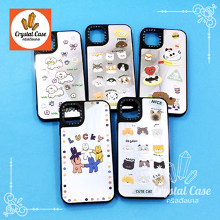 เคสขอบนิ่มหลังแข็งกระจกหน้าเงา 7+ 11 13 13promax 14 14pro 14promax เคสมือถือแฟชั่น ลายการ์ตูน เคสทิฟาย