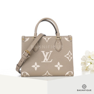 LOUIS VUITTON ON THE GO PM BEIGE GIANT MONOGRAM WHITE CALF GHW MICROCHIP