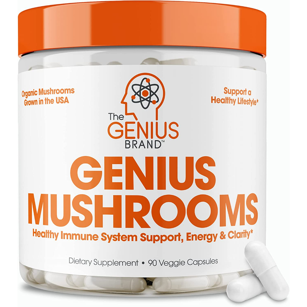 exp 5/2026 Genius Mushroom - Lions Mane, Cordyceps and Reishi - Immune System Booster Nootropic Brai