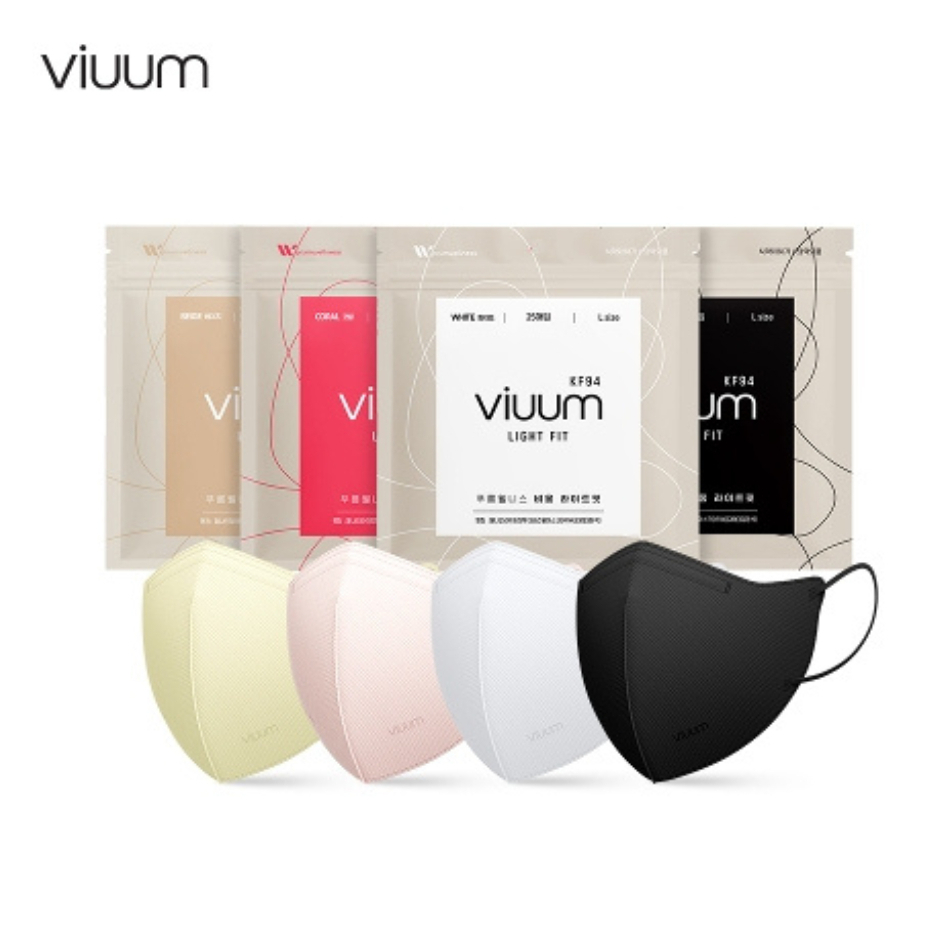 Viuum Light Fit KF94 แพ็ค25ชิ้น Size M เหมาะสำหรับหน้าร้อน หน้ากากอนามัย KF94 แมสลิซ่า Made in Korea