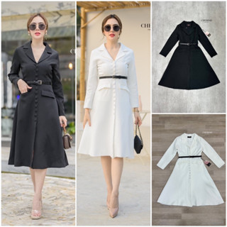 เดรสเบลเซอร์คอปกแขนยาว พร้อมเข็มขัด (C294) Cherish