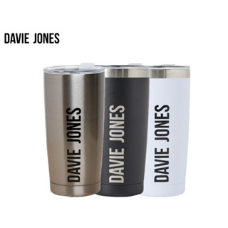 DAVIE JONES แก้วเก็บความเย็น Tumbler สีดำ สีขาว พร้อมฝาปิด 20oz. (540ml)