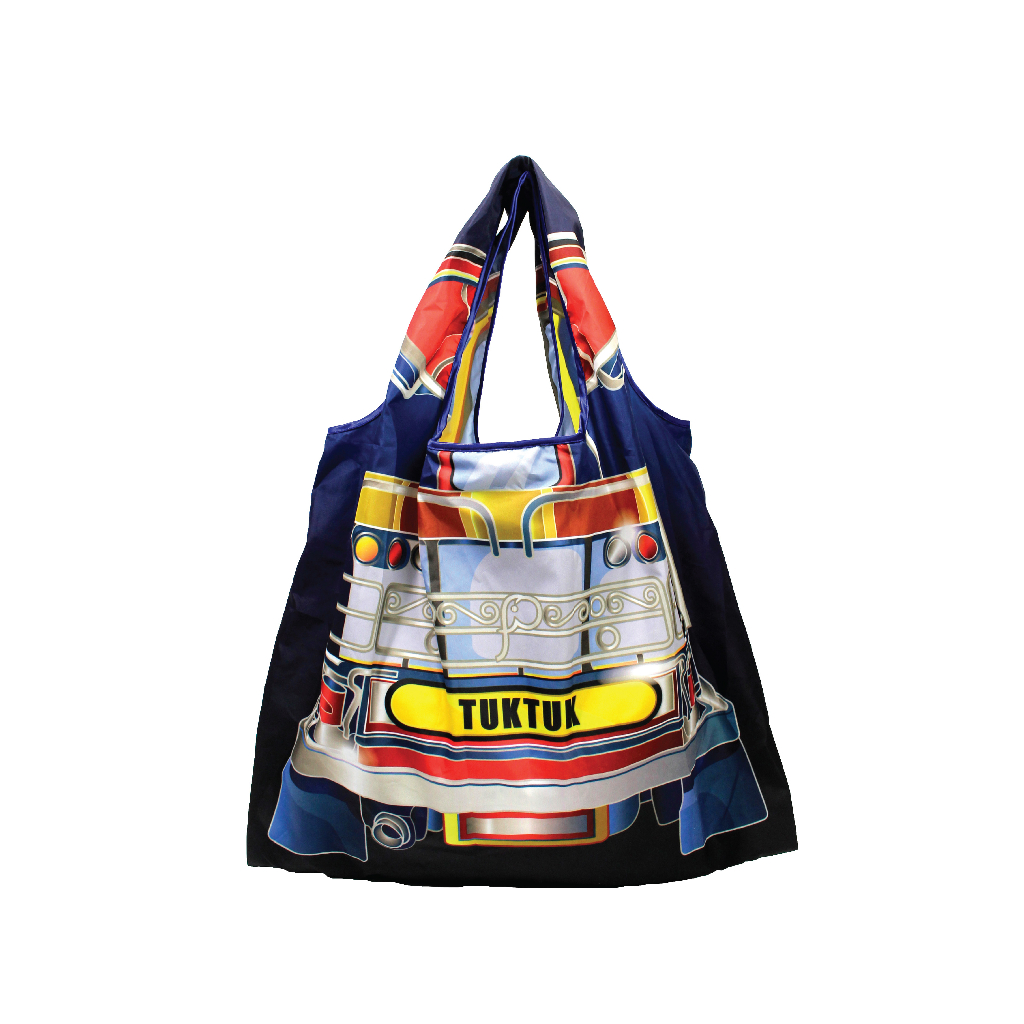 🐘พร้อมส่ง🐘 เอลฟ์...กระเป๋าผ้าลายรถตุ๊กตุ๊ก พับเก็บได้ L​ (ELEPH Easy Bag Tuk Tuk -​L) - รูปที่ 2