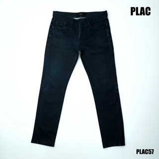 ยีนส์ Plac เอว 32 สีกรมเข้ม ผ้าเคลือบแวกซ์ ผ้ายืด ขาเดฟ