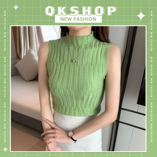 QKshop เสื้อคอเต่าผู้หญิง เสื้อยืดแขนกุดคอเต่า  เสื้อแขนกุดสีพื้น ผ้านิ่มมาก ใส่สบาย ระบายอากาศได้ดี มีสีให้เลือกเยอะมาก