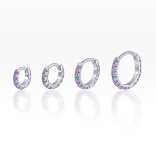 PiercingRoomByJay, Purple Opal Eternity Huggie Hoop ห่วงโอปอลม่วง เงินแท้