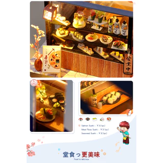 Lepton DIY Doll house โมเดลบ้านตุ๊กตาญี่ปุ่น ร้านซูชิ 1/24