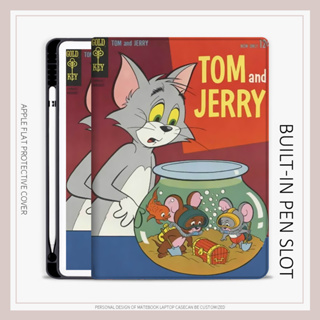 cat Tom Jerry mouse เคสไอแพด air1/2/3/4/5 mini6 เคส มีถาดใส่ปากกา iPad 10.2 gen7/8/9 gen10 case iPad pro11 2022 cover