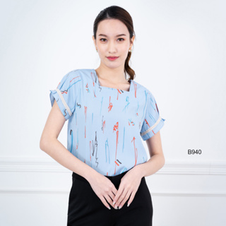 AMILA Blouse AM-B940 พีชสกิน แขนสั้น IGPU22-9