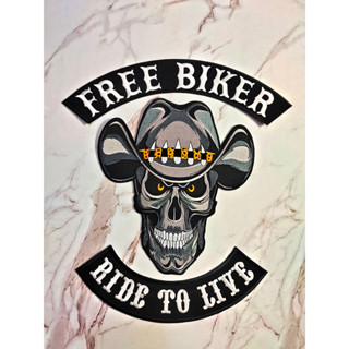 ตัวรีดติดเสื้อขนาดใหญ่ Set Free Biker (1set/3pcs) ตกแต่งเสื้อผ้า แจ๊คเก็ตยีนส์ Hipster Embroidered Iron On Sew on