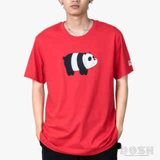 DOSH:UNISEX T-SHIRTS WE BARE BEARS เสื้อยืด คอกลม แขนสั้น สีแดง รุ่นDBBMT5031-RE