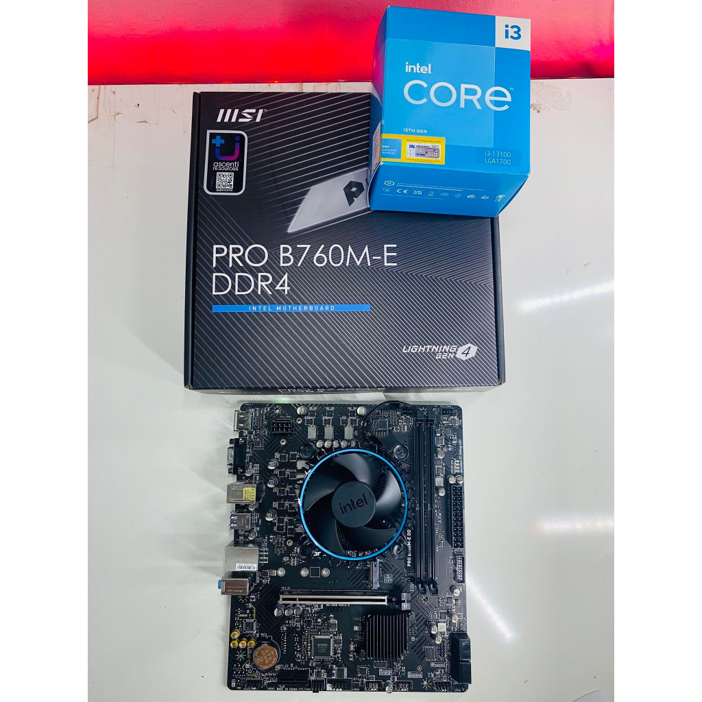 ขายซีพียู,เมนบอร์ดมือสอง INTEL CORE I3-13100,MSI PRO B760M-E DDR4
