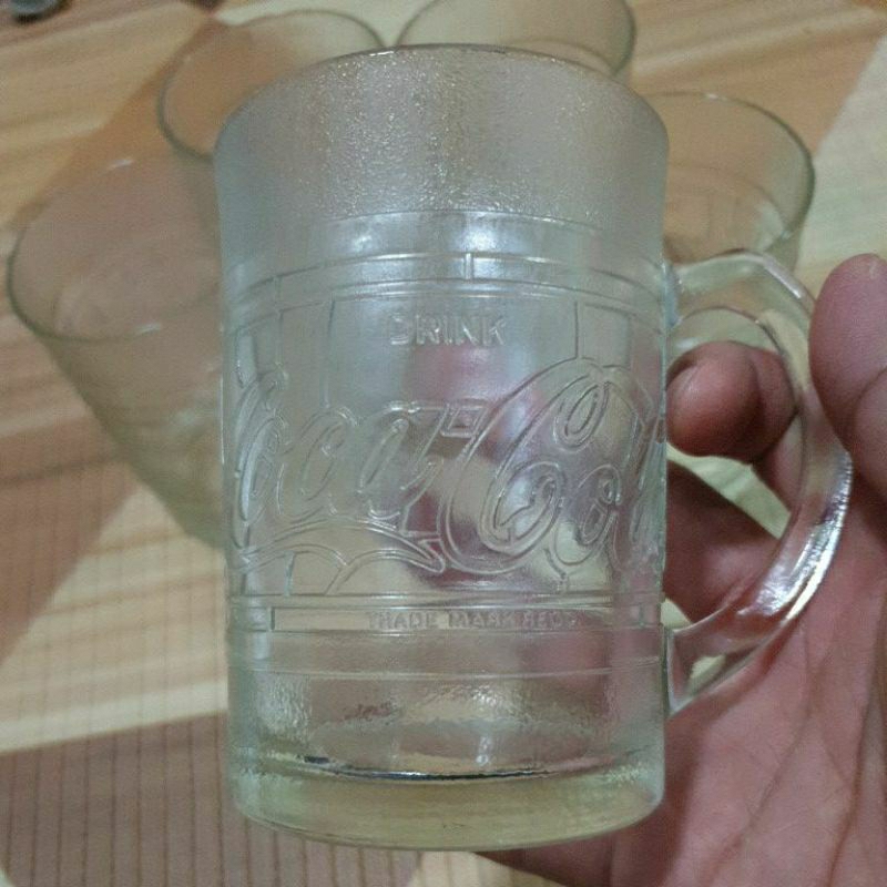 Coca-Cola vintage glass mug แก้วโค้กมีหูวินเทจ