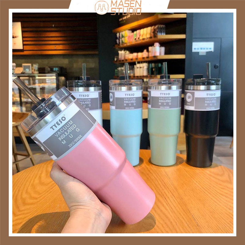 [Tyeso ของแท ้ 30oz ] แก ้ วเก ็ บความเย ็ น , สแตนเลสจริง , แก ้ วน ้ ําสแตนเลสเก ็ บความเย ็ น 30o