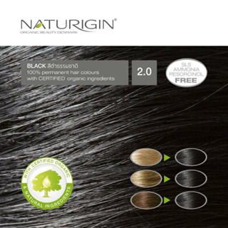 Naturigin สีถาวรสำหรับปิดผมขาว เบอร์ 2.0(สีดำธรรมชาติ)สูตรออแกนิก