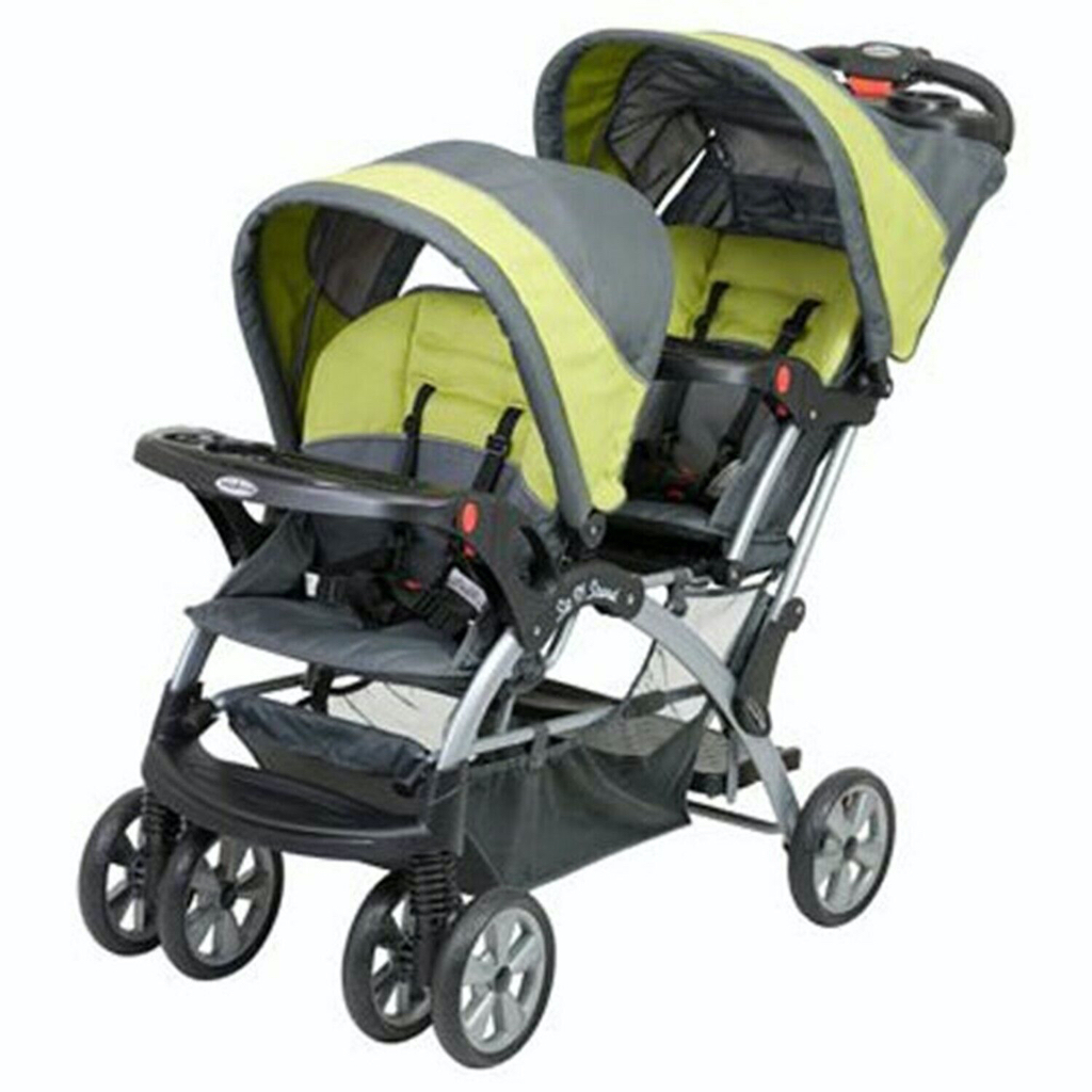Baby Double Stroller with 2 Car Seat 2 Infant Swings Nursery Playard Twin Combo