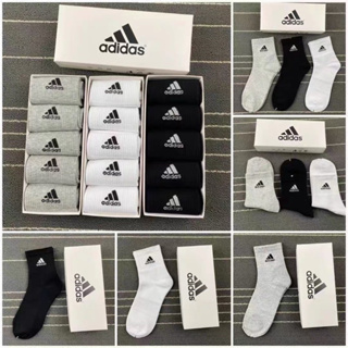 พร้อมส่งจากไทย!! 🔥🔥ถุงเท้า Adidas ถุงเท้าข้อสั้น ถุงเท้าวิ่ง ถุงเท้าทำงาน ถุงเท้าผ้าฝ้าย5คู่ใส่กล่อง(1กล่องมี 5 คู่ )