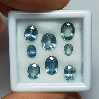 พลอย ไพลิน แซฟไฟร์ แท้ ธรรมชาติ ( Natural Blue Green Sapphire ) จำนวน 8 เม็ด หนักรวม 5.47 กะรัต