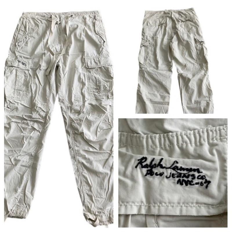 Polo Ralph Lauren ของแท้ กางเกงคาร์โก้ ขายาว  สีขาว (MB3)