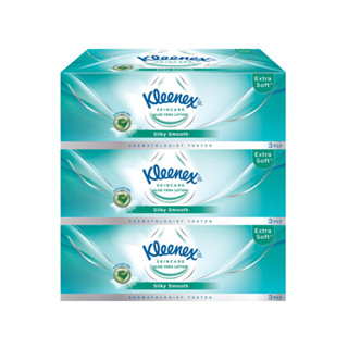 กระดาษเช็ดหน้า kleenex silky smooth มี 3แพ็ค แพ็คละ80แผ่น