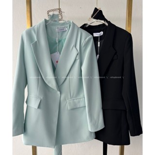 Blazer สูทกระดุมแป็ก กระดุมทองแขน + เข็มขัดผ้า  🖍️vshop 6802-1