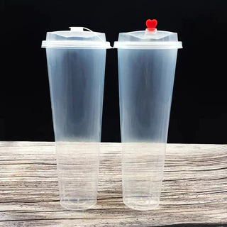 【25ใบ】 เเก้วPP ยีราฟท์ 1000ML สีดำ/สีใส สีขุ่น พร้อมฝา
