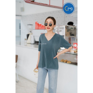 📌[[ขายถูก&ส่งไว]]📌รูปครบสีๆ 🍊My​ top​  เสื้ออัดพลีท คอวี H18…