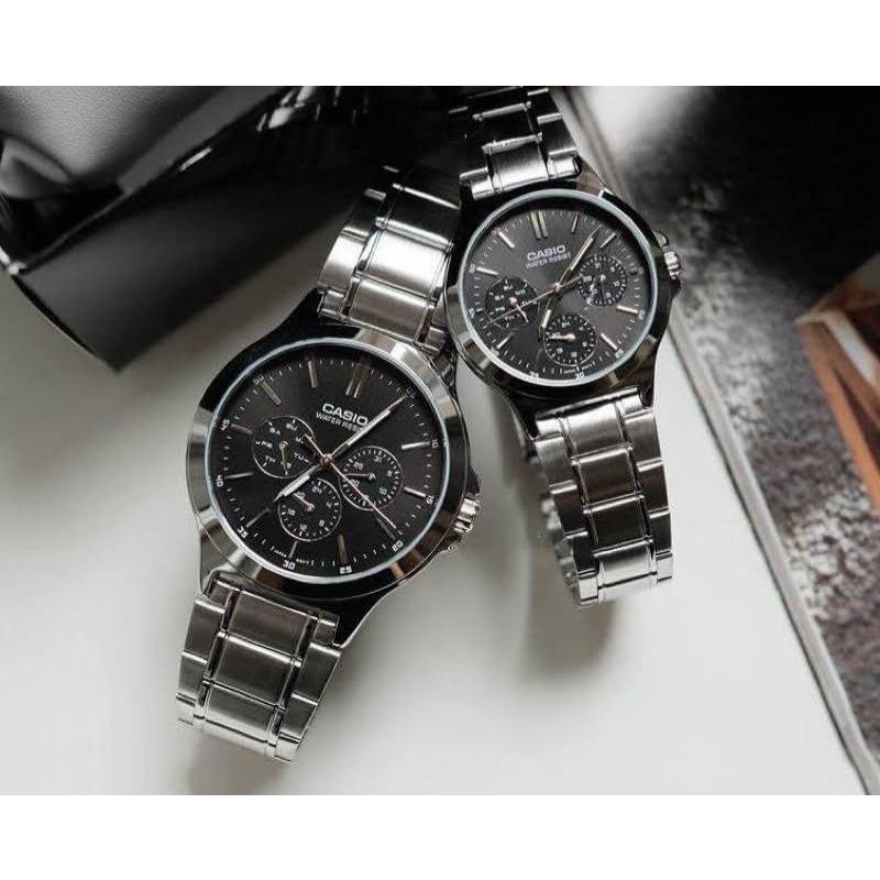 นาฬิกาคู่รัก Casio รุ่น MTP-V300D และ LTP-V300D นาฬิกาสายแสตนเลส - ของแท้ 100% รับประกันศูนย์ CMG 1ปี
