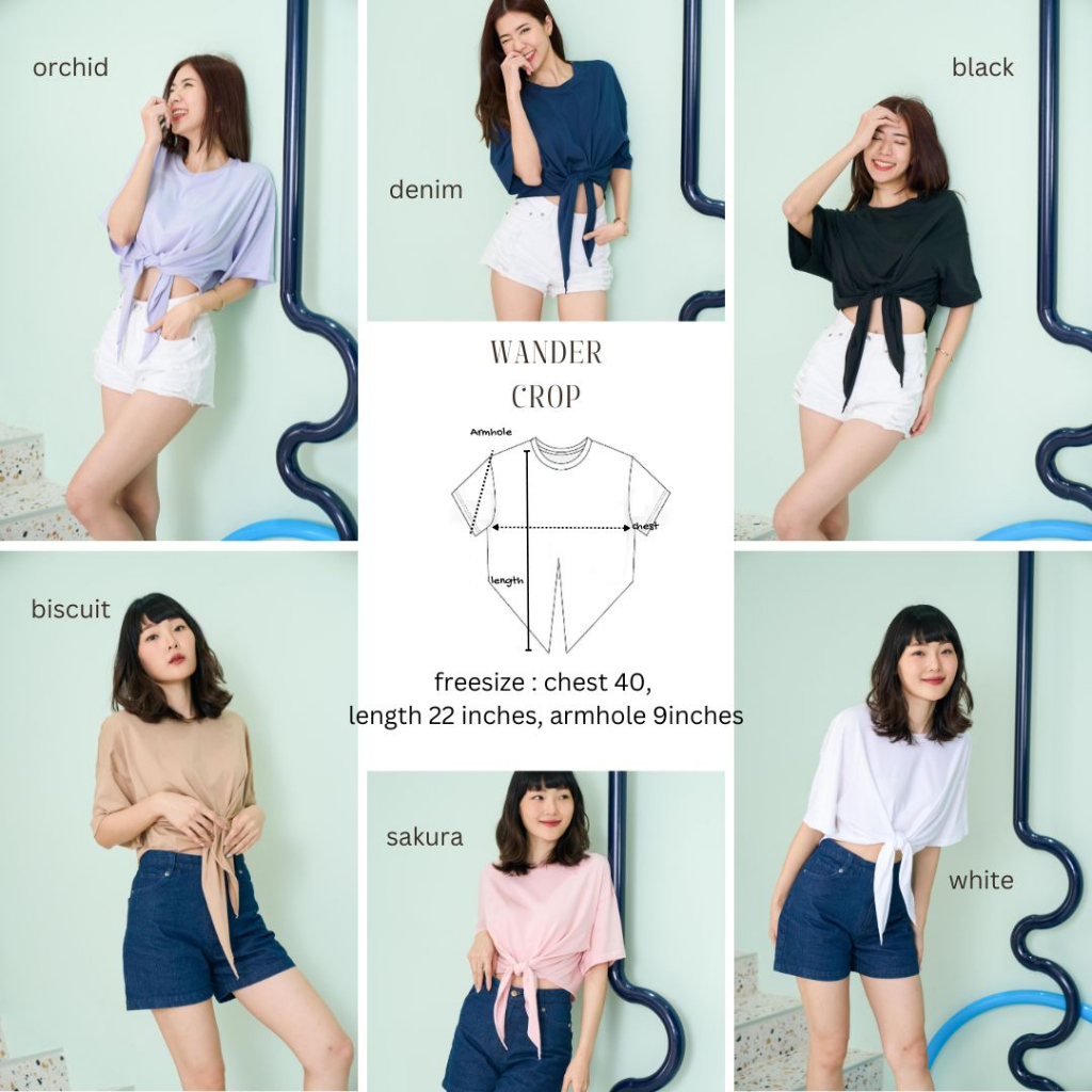 Pela.bkk wander crop เสื้อยืดผูกเอวครอปแขนสั้น