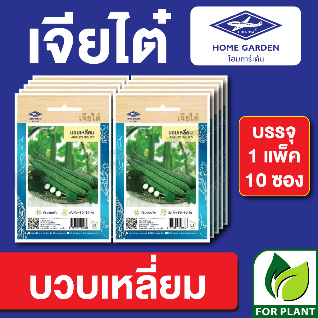 เมล็ดพันธุ์ ผักซอง บวบเหลี่ยม ตราเจียไต๋ CT15 บรรจุแพ็คล่ะ 10 ซอง ราคา 75 บาท