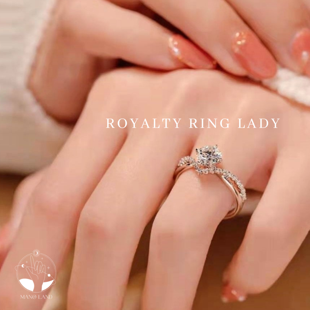 MNL ROYALTY RING LADY แหวนคู่แห่งความซื่อสัตย์ แทนใจ แหวนเพชร เงินแท้ ผู้หญิง ทองคำขาว ทอง วันครบรอบ วันหมั้น หรูหรา