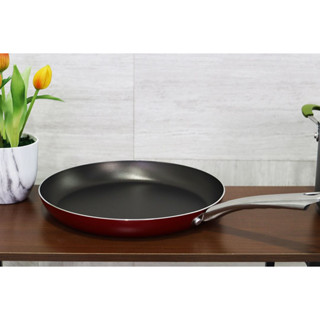 Frying Pan กระทะเคลือบ ด้ามจับสแตนเลส สีแดง 31x49x4cm R-3