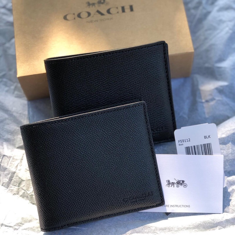 📍พร้อมส่ง 🎯 Coach Men Wallet สีดำล้วน