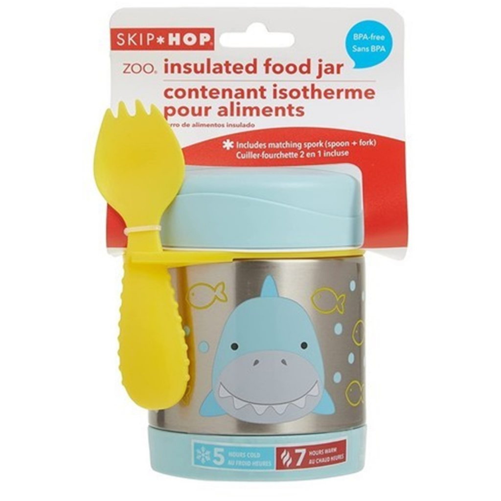 Skip Hop Zoo Food Jar Shark  กล่องอาหารสแตนเลส 325ml พร้อมช้อนส้อม BPA Free