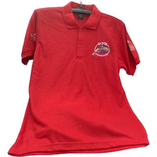 เสื้อโปโลผู้ชายปักปืนGLOCKสีแดงเข้ม
